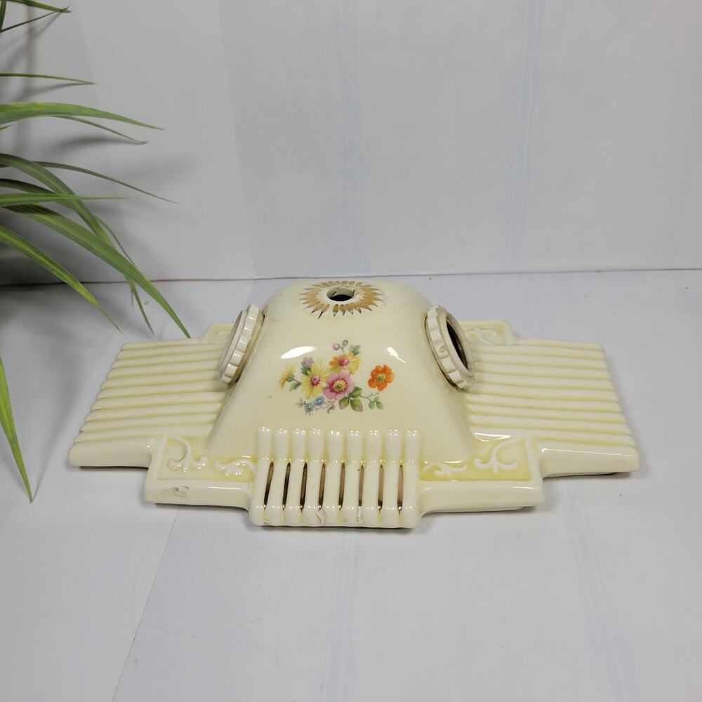 Vintage Double Light Sconce Wall Cream Floral, Ceramic